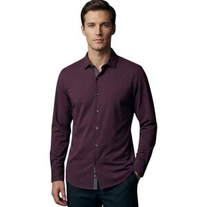 DKNY Wine Burgundy Button-Up Dress Shirt